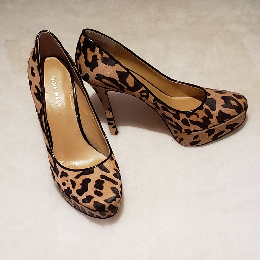 Leopard print platform heels